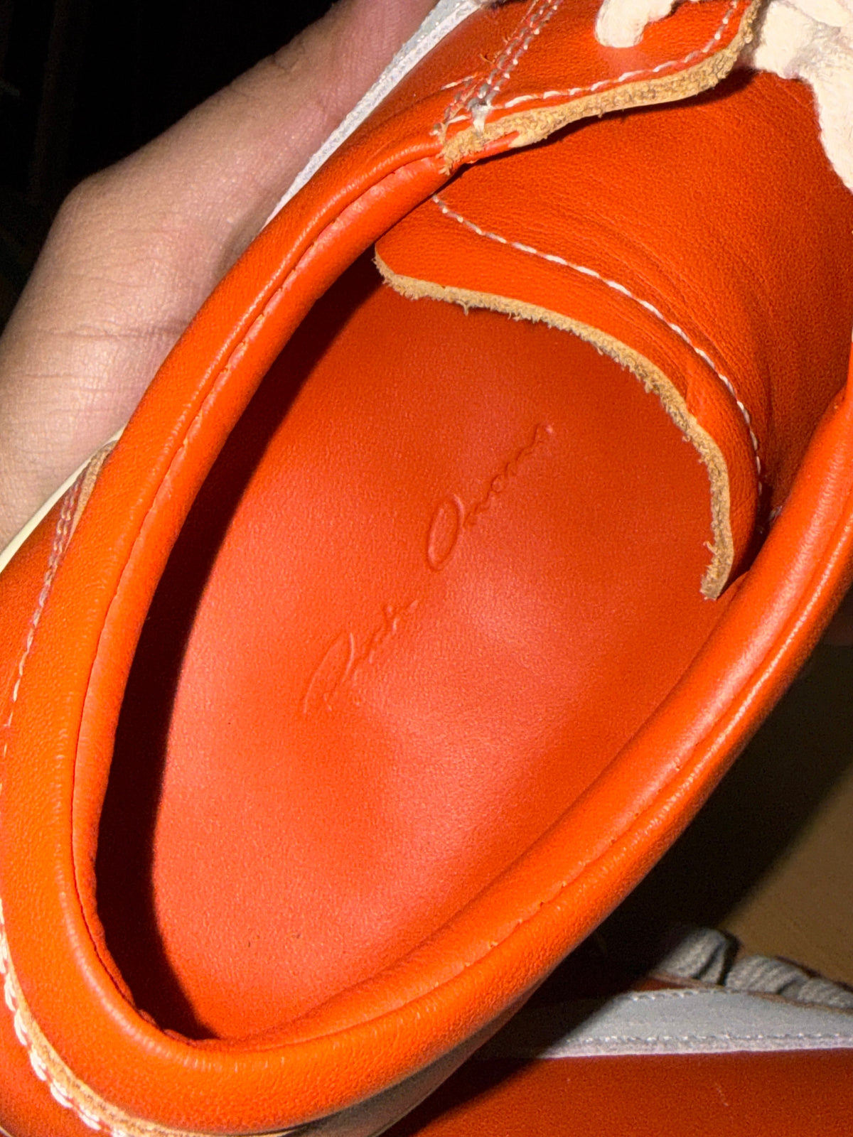 Size 7 / AW22 Rick Owens Suede Orange Strobe Vans
