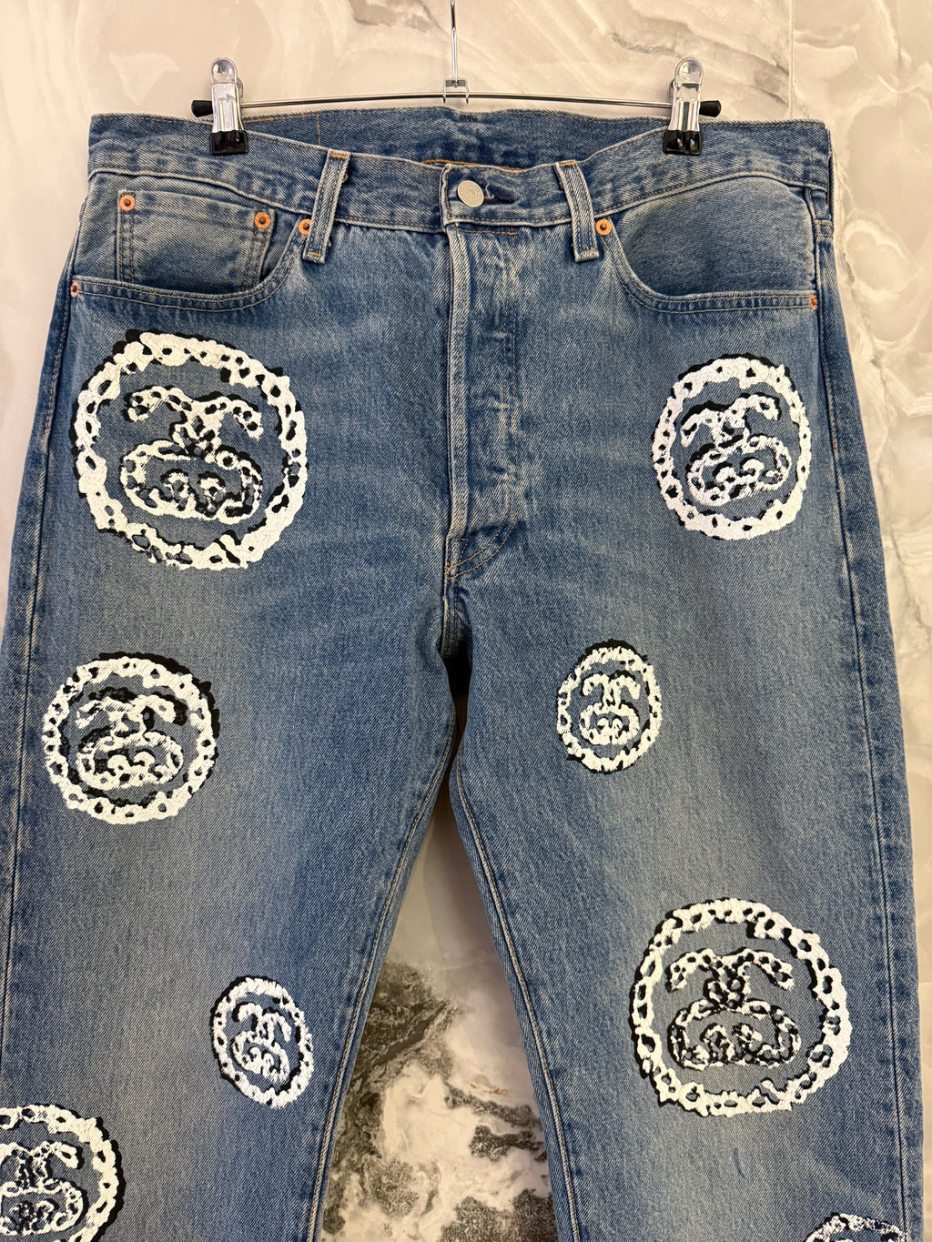 34 x 34 Stussy x Denim Tears 501 Indigo Jeans