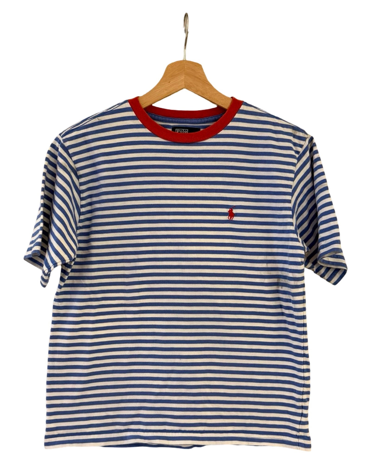 Womens Vintage Polo Ralph Lauren Blue Red Striped Tee product image 1