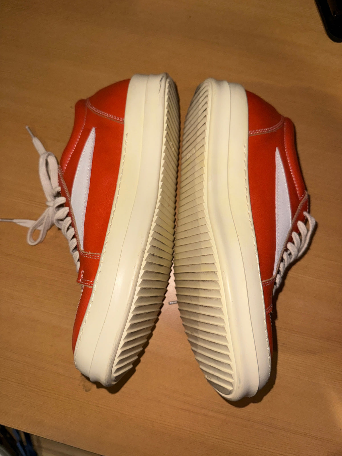Size 7 / AW22 Rick Owens Suede Orange Strobe Vans