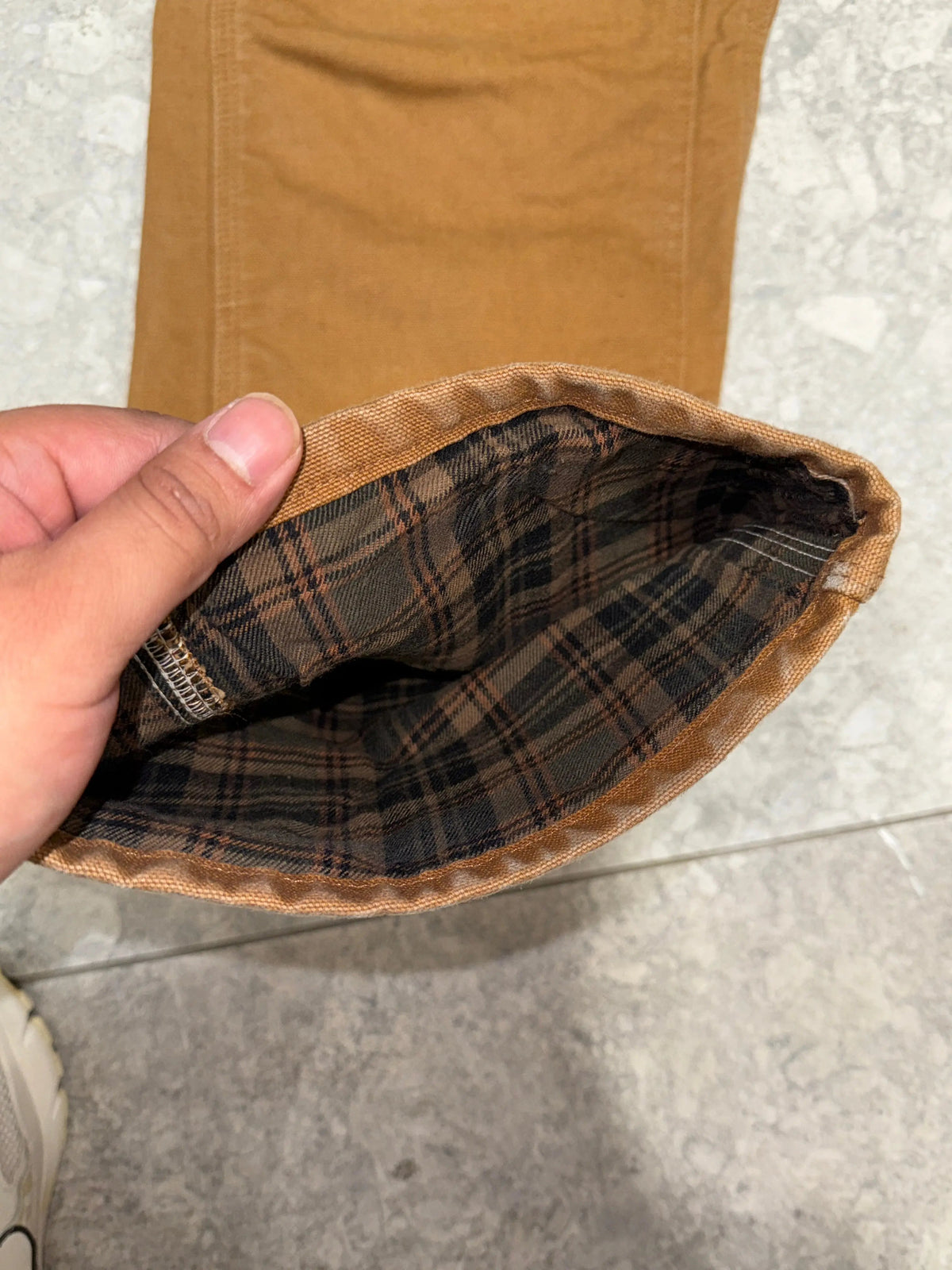 Vintage Carhartt Tan Flannel Double Knee Carpenter Pants product image 4