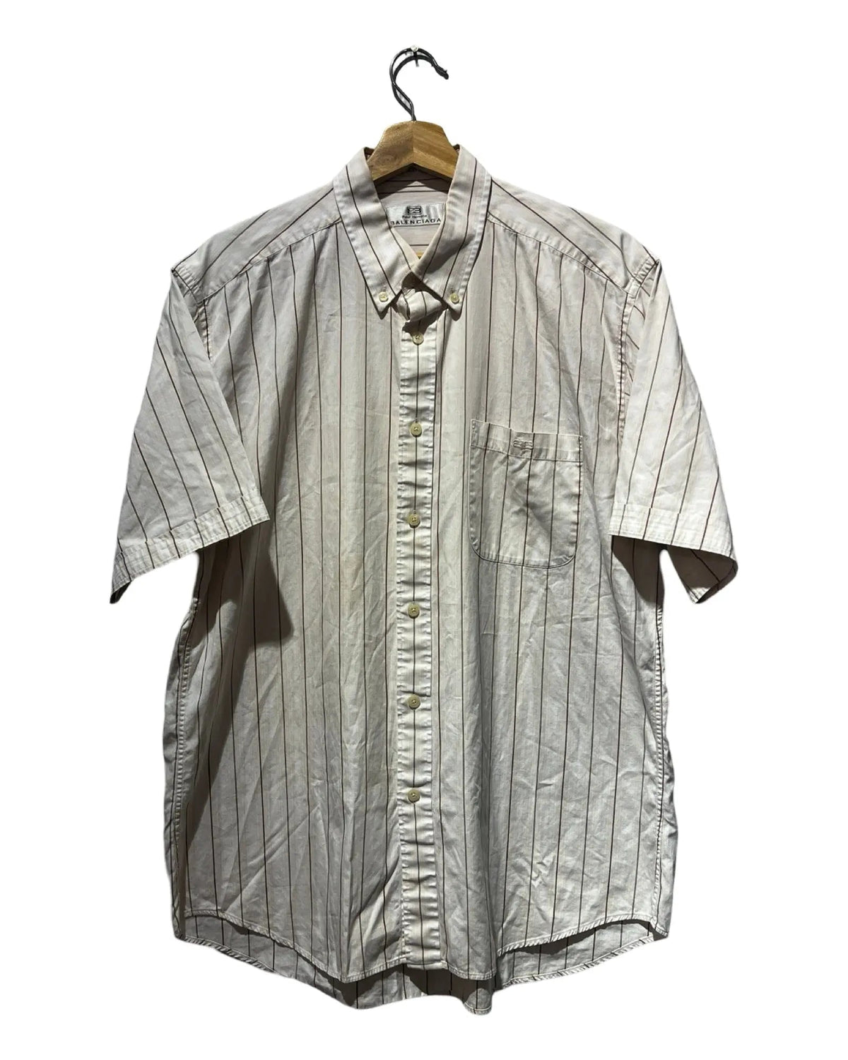 Archive 90s Balenciaga Striped Short Sleeve Logo Shirt product image 1