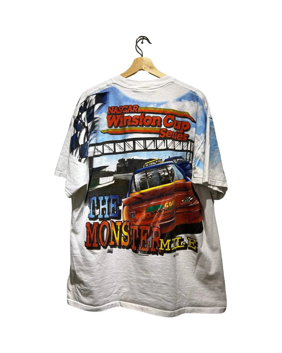 Vintage 1998 Nascar MBNA Winston Cup Gold All Over Print Tee