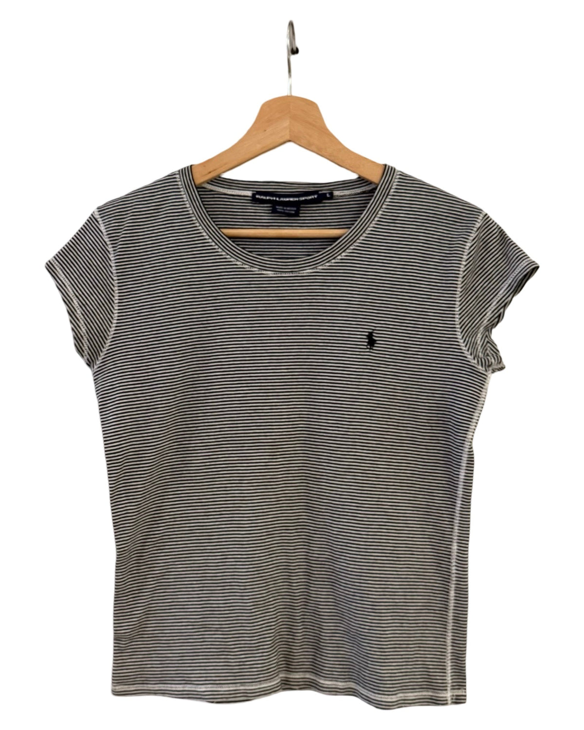 Womens Vintage Ralph Lauren Sport White Black Striped Tee product image 1
