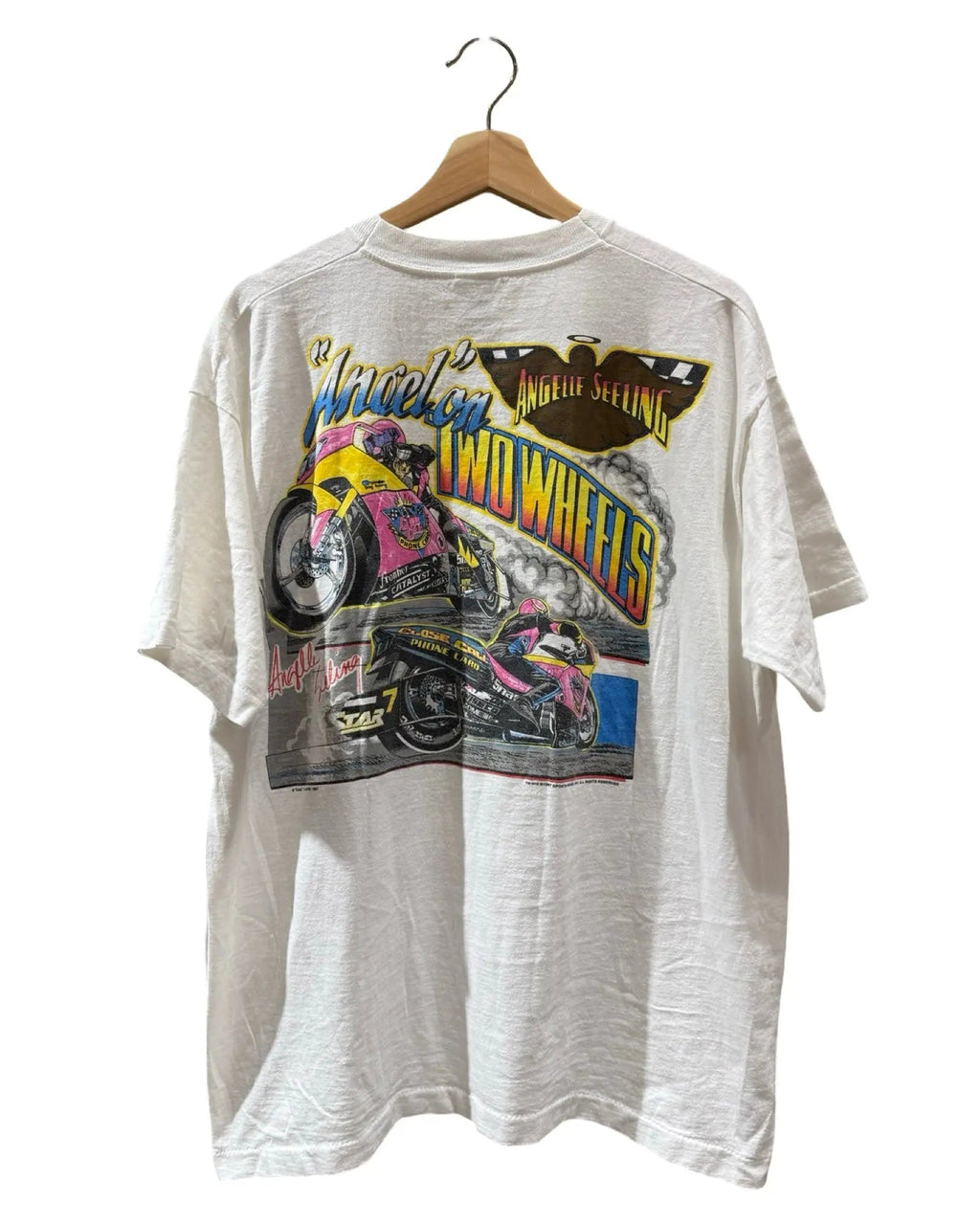 Vintage 1997 Angelle Seeling Motorcycle Racing Tee product image 2