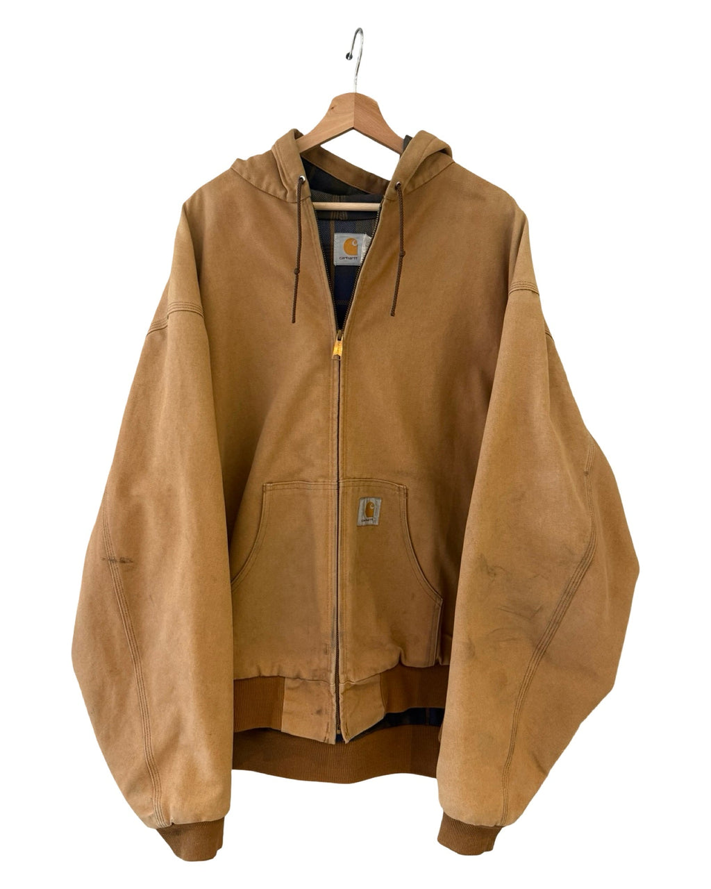 Vintage Carhartt Tan Flannel Lined Hooded Jacket product image 1
