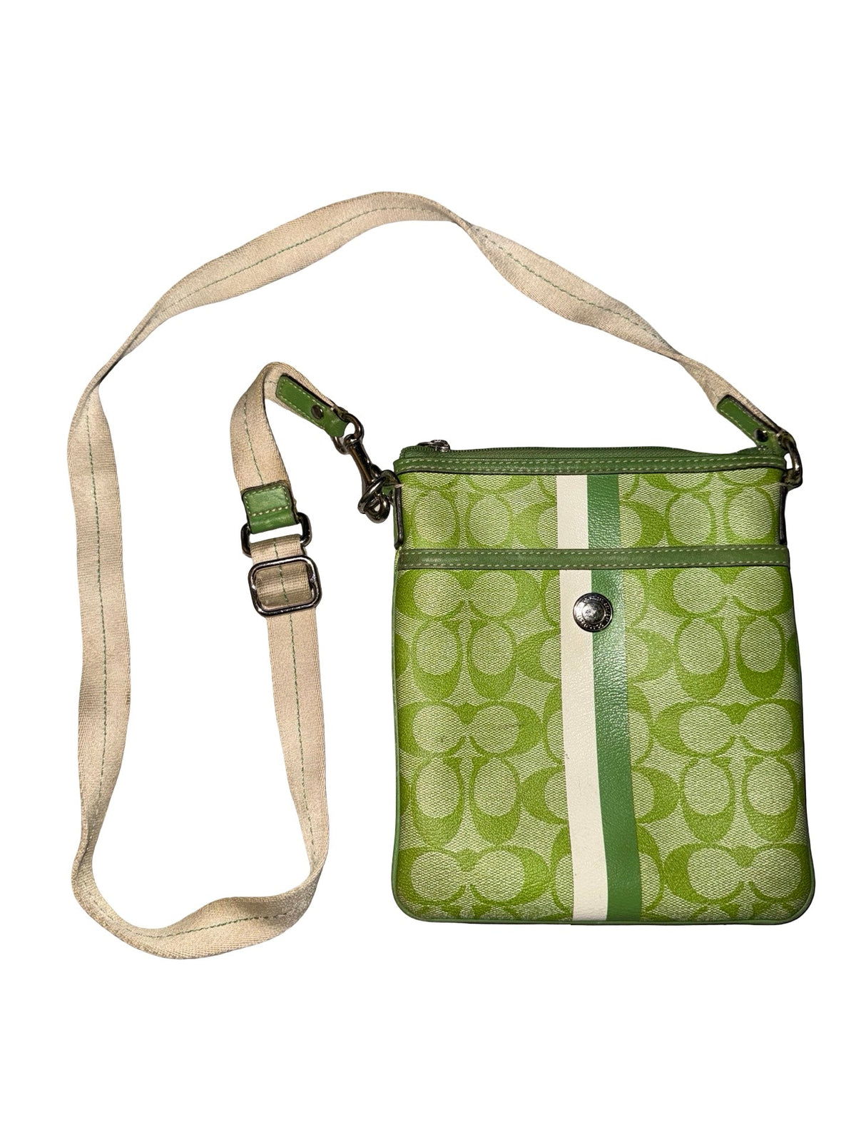 Vintage y2k Coach Green Monogram Sidebag
