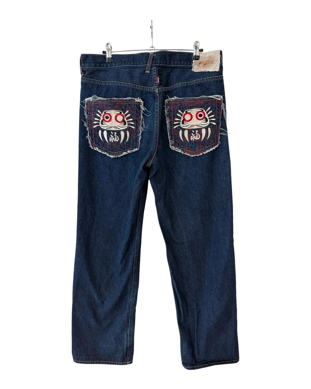 Vintage 36x32 y2k Red Monkey Embroidered Baggy Jeans