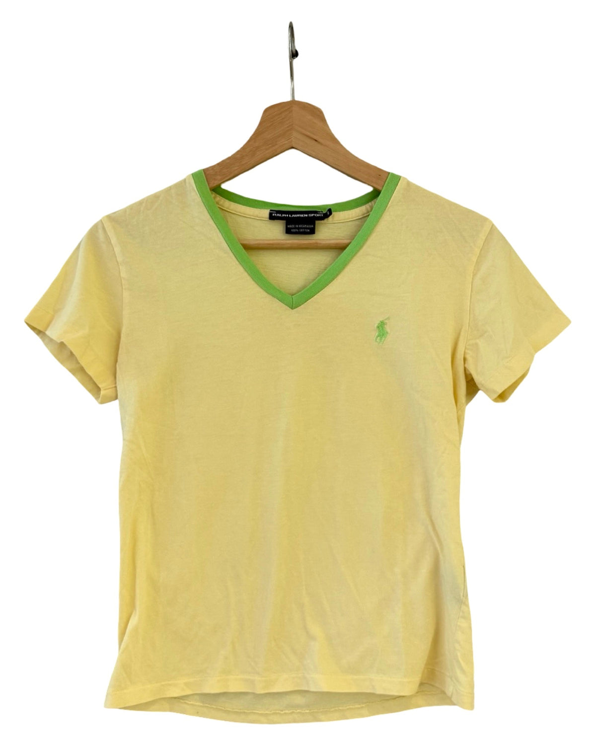 Womens Vintage Ralph Lauren Sport Yellow Green V Neck Tee product image 1