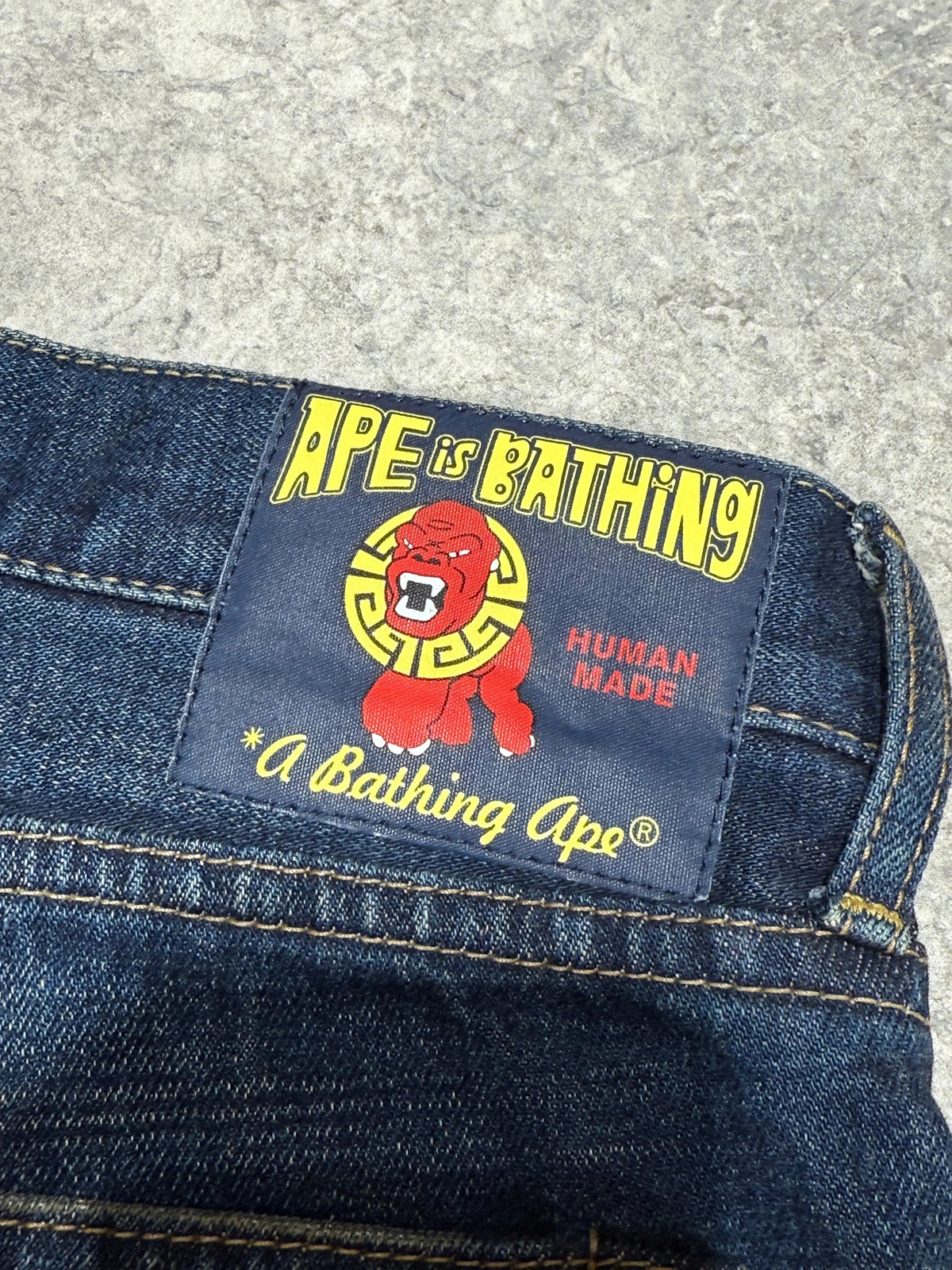 Rare y2k BAPE Human Made Baggy Spellout Jeans size 40