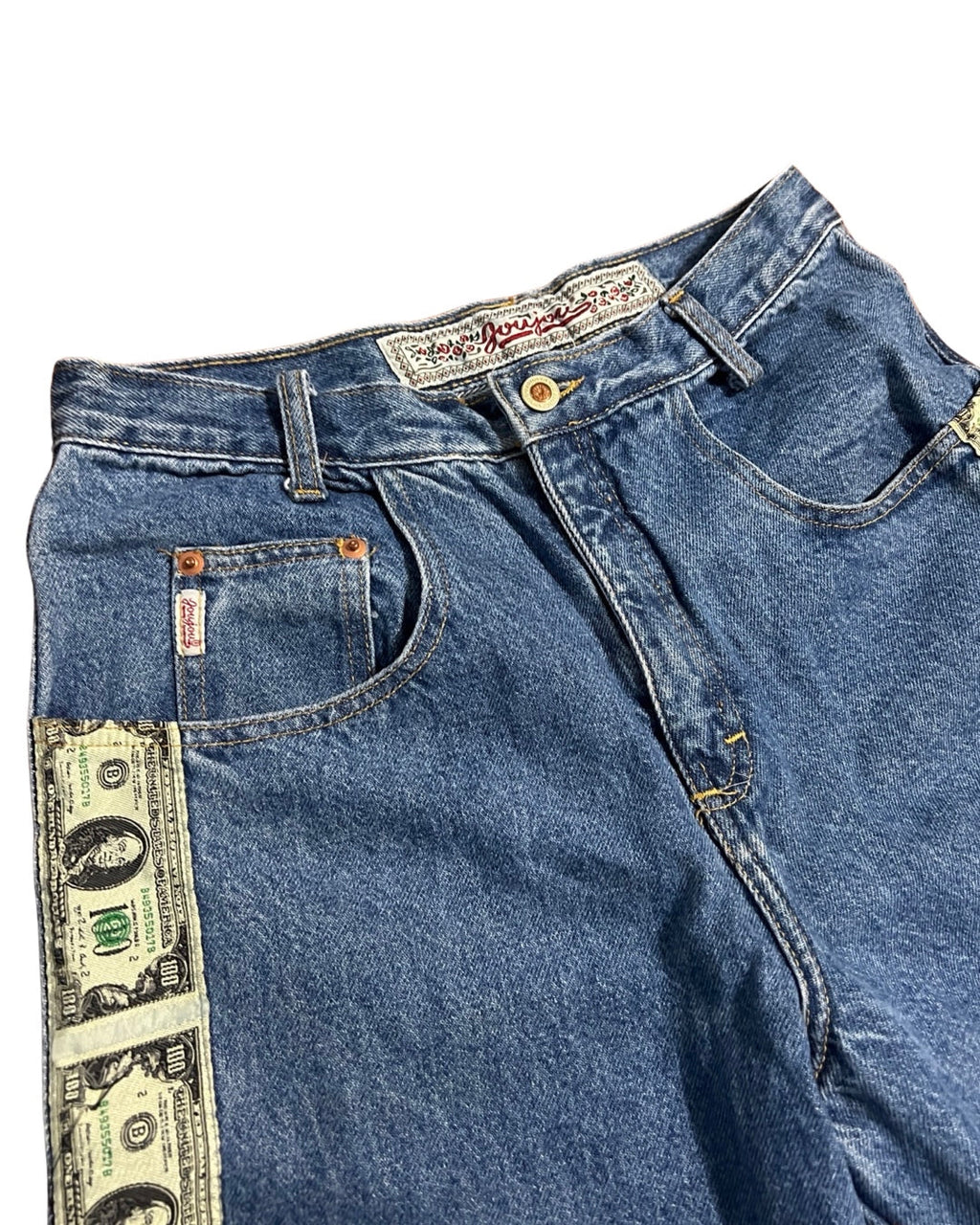 28 x 30 Vintage 80s Jou Jou Money Print Jeans