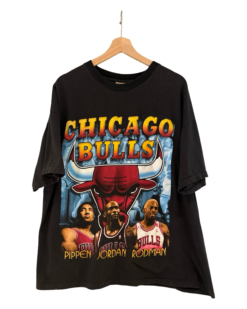 Vintage 1996 Chicago Bulls Jordan Pippen Rodman Rap Tee product image 1