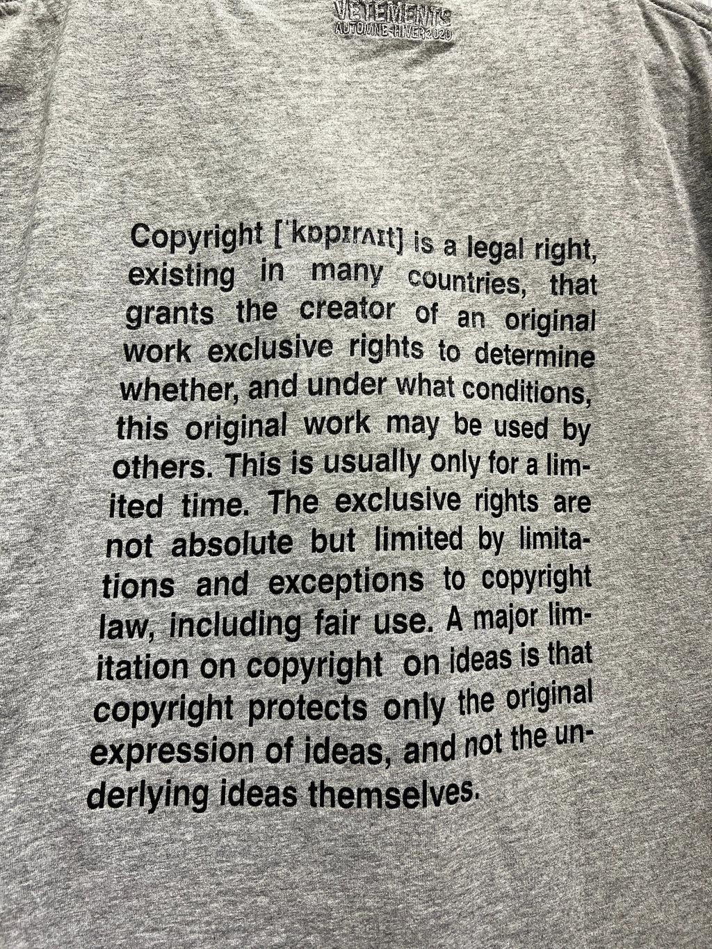 Archive FW/20 Vetements Copyright Tee product image 3