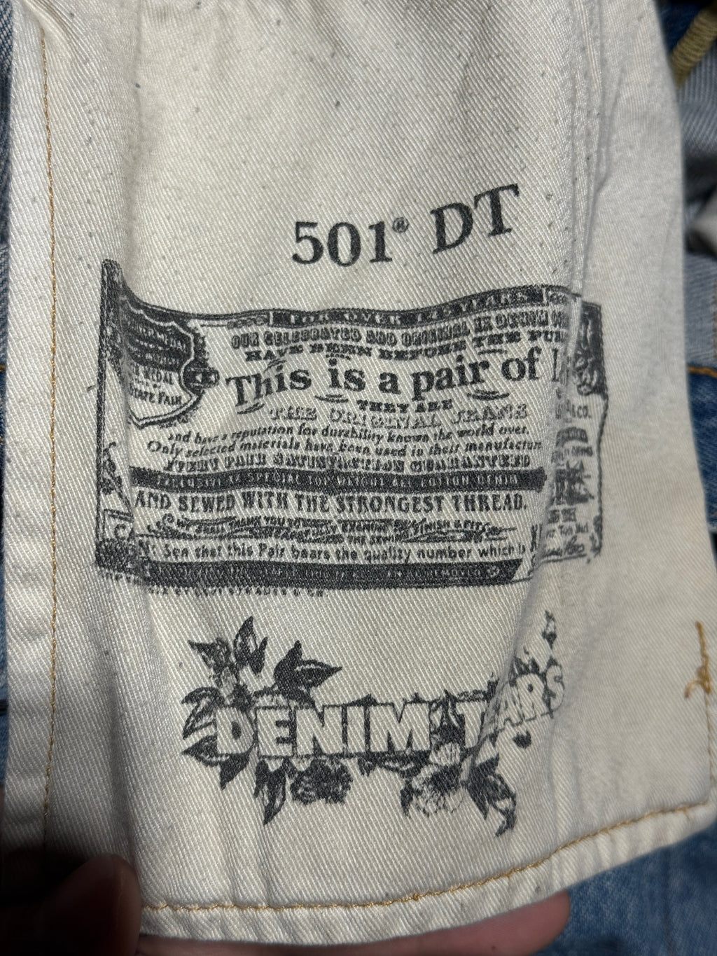 34 x 34 Stussy x Denim Tears 501 Indigo Jeans