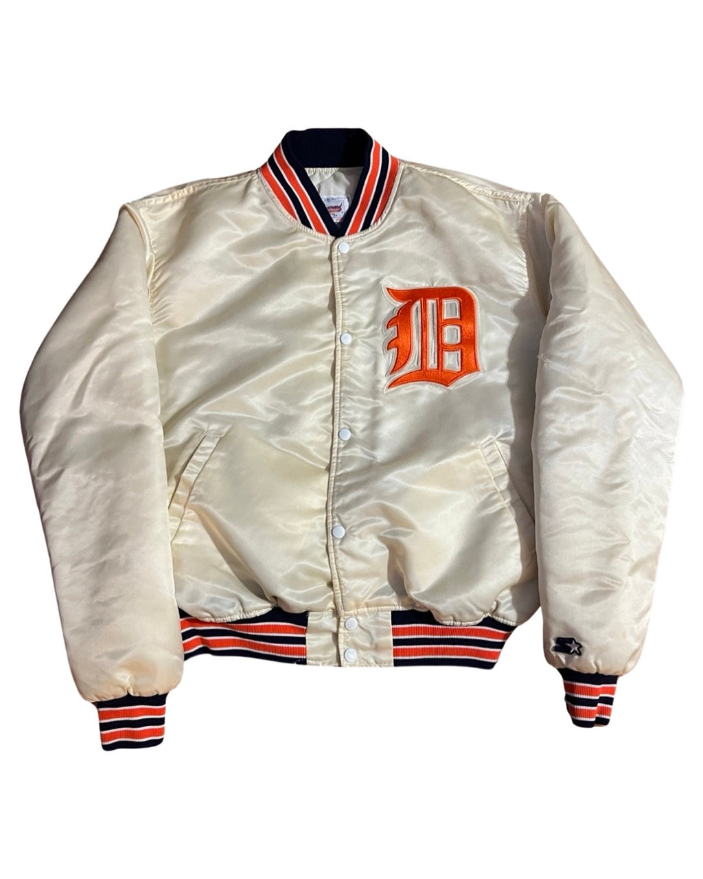 Vintage 90s Rare Detroit Tigers Cream Satin Diamond Starter product image 1