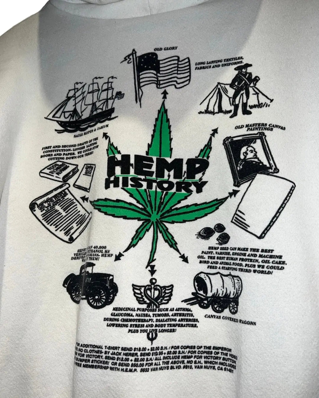 Vintage 1995 HEMP For Victory Marijuana Tour Hoodie product image 4