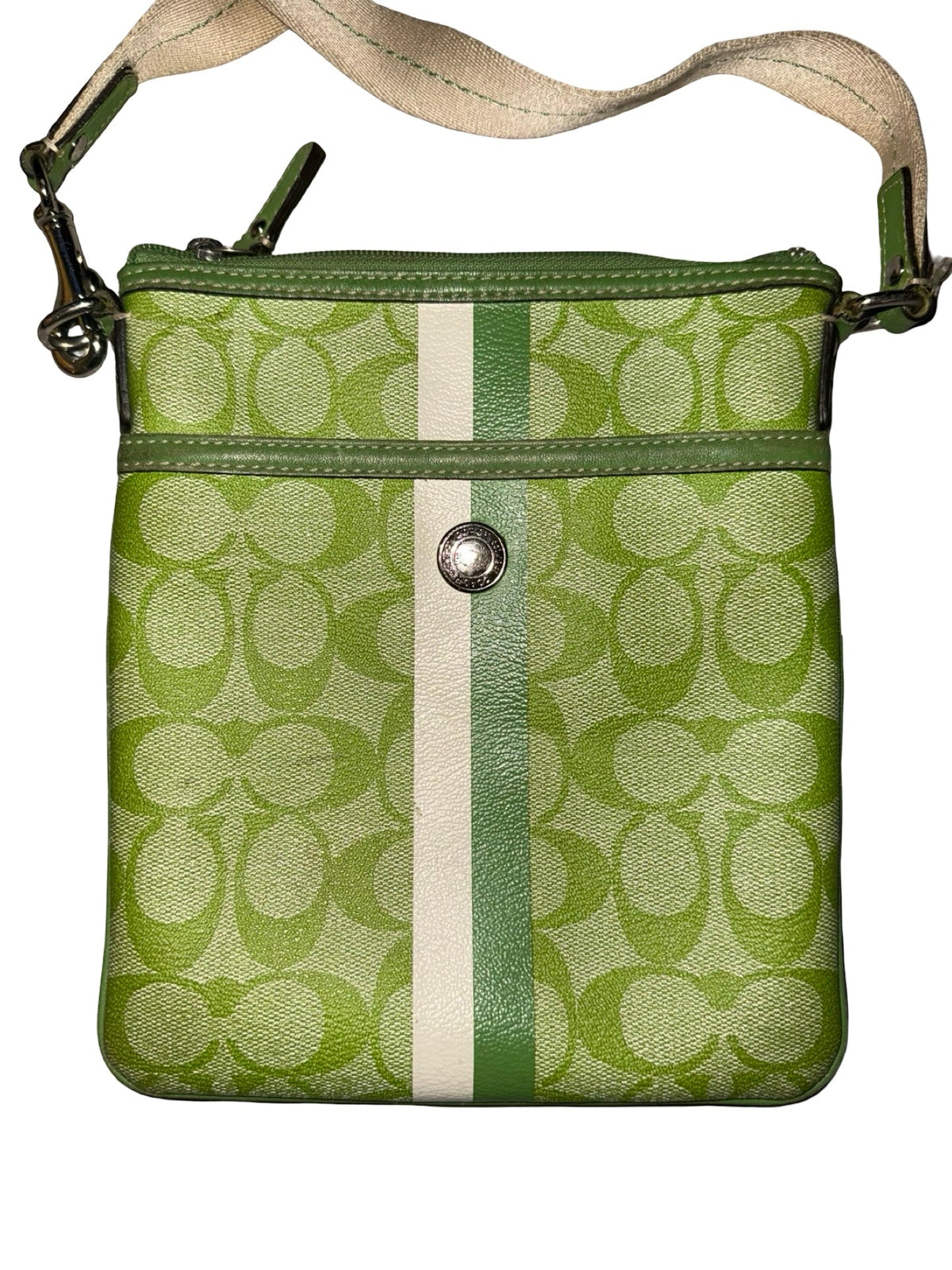 Vintage y2k Coach Green Monogram Sidebag