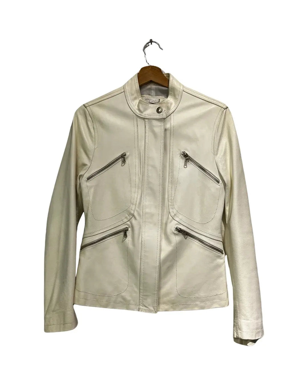 BJ 90s Specchio White Leather Jacket product image 1