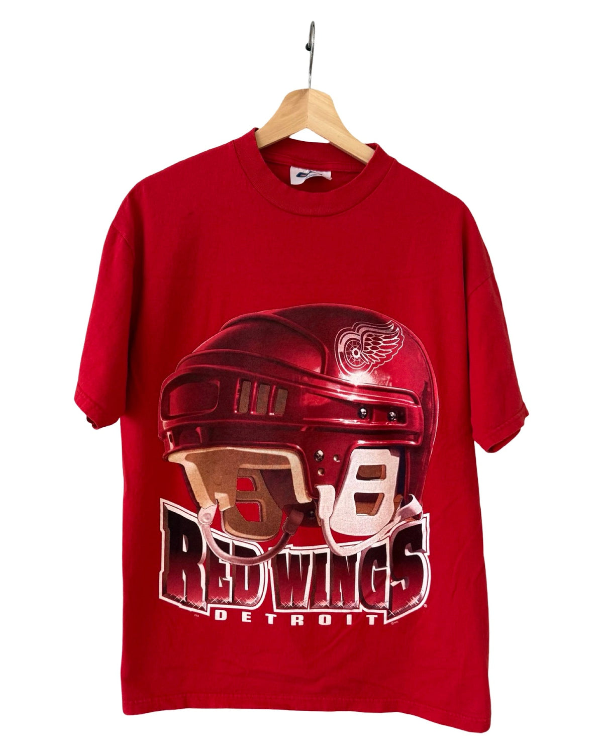 Vintage 90s Detroit Red Wings NHL Helmet Promo Tee product image 1