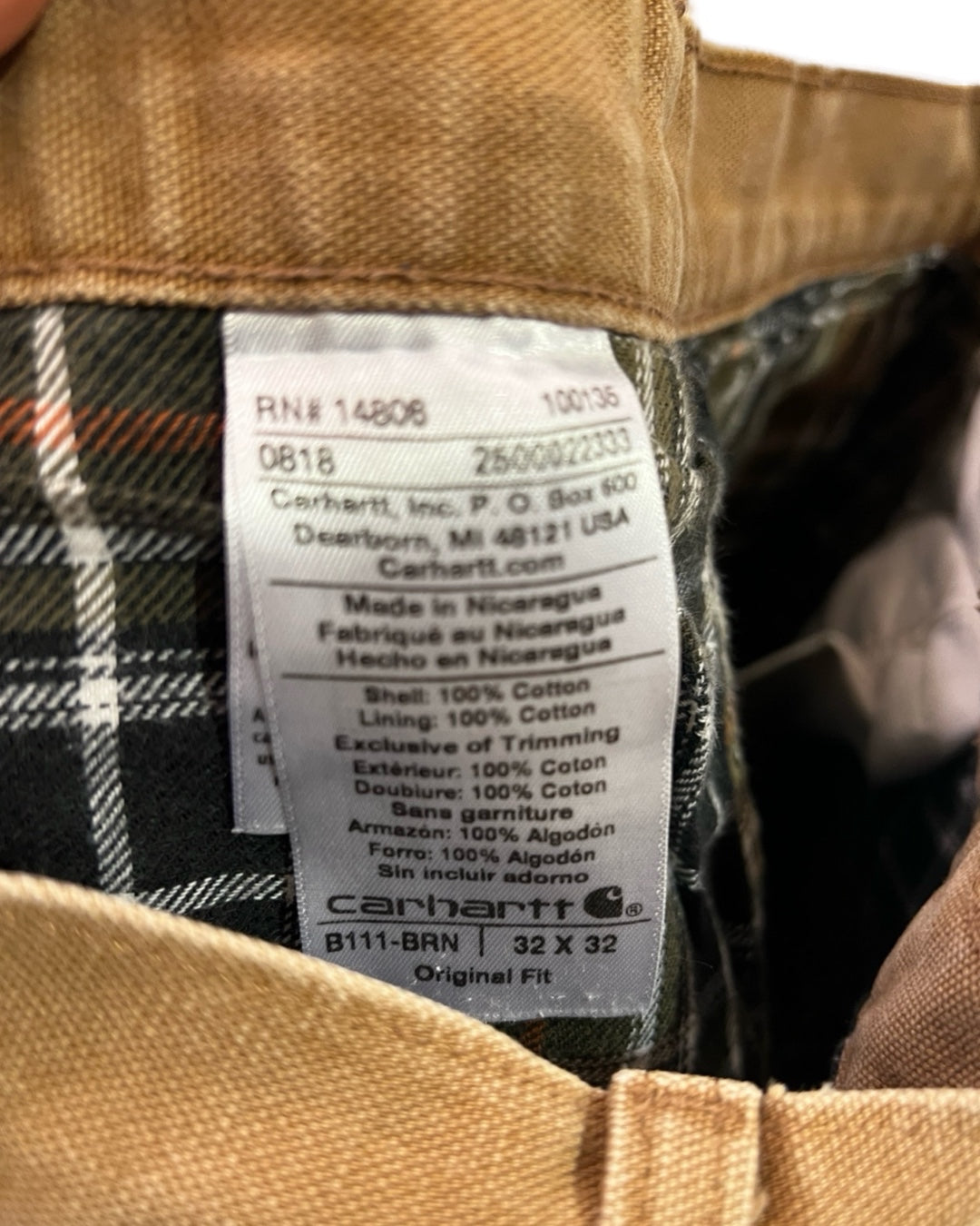 32 x 32 Vintage Carhartt Tan Flannel Lined Pants product image 5