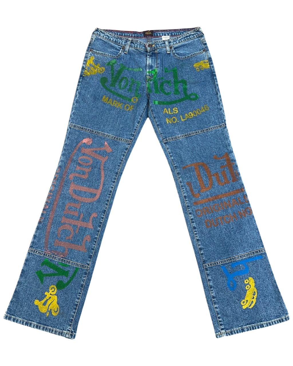 W 11 / M 30 Vintage Von Dutch Sample Big Print Jeans