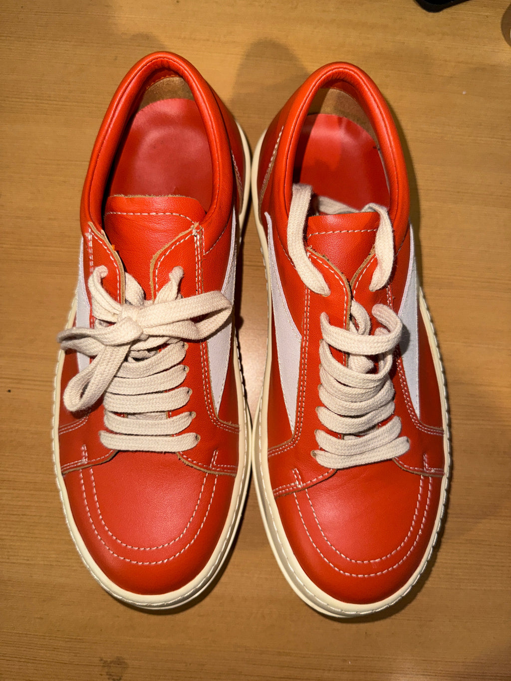 Size 7 / AW22 Rick Owens Suede Orange Strobe Vans