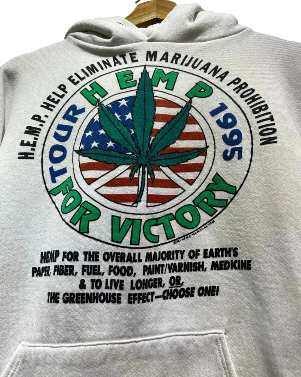 Vintage 1995 HEMP For Victory Marijuana Tour Hoodie product image 3