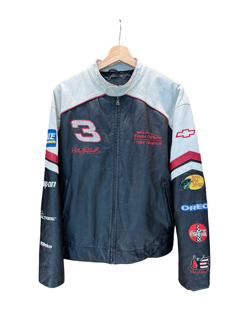 Vintage 90s Nascar Dale Earnhardt Leather Moto Jacket product image 1