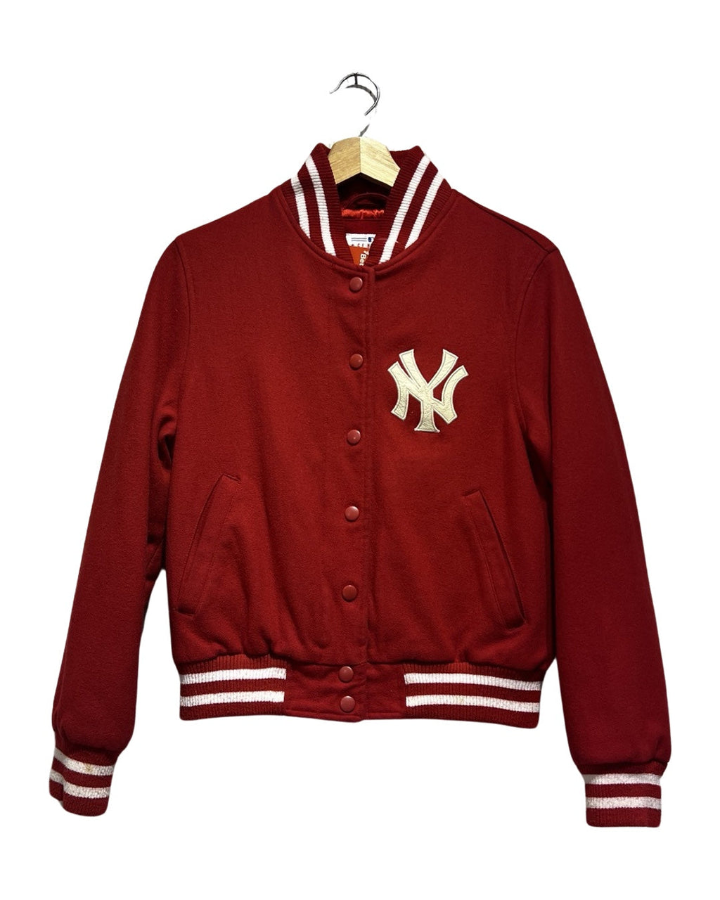 Vintage 90s New York Yankees Red Wool Varsity Jacket product image 1