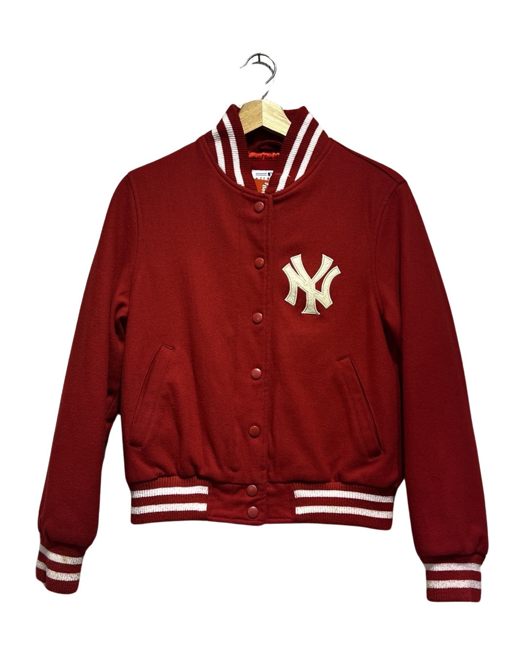 Vintage 90s New York Yankees Red Wool Varsity Jacket product image 1