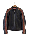 Vintage 90s Wilson Leathers Moto Orange Striped Jacket product image 1