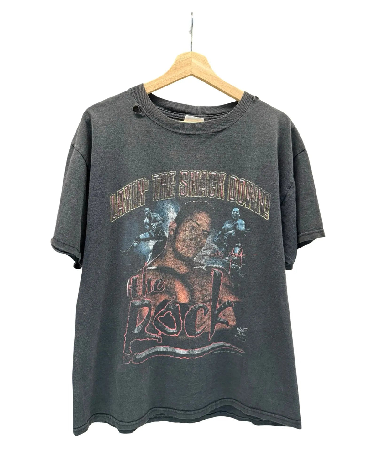 Vintage 90s WWF The Rock Distressed Rap Tee product image 1