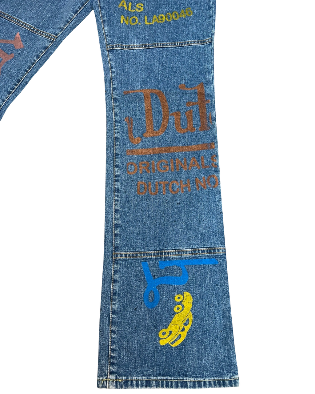 Womens y2k Vintage Von Dutch Sample Big Print Low Rise Jeans