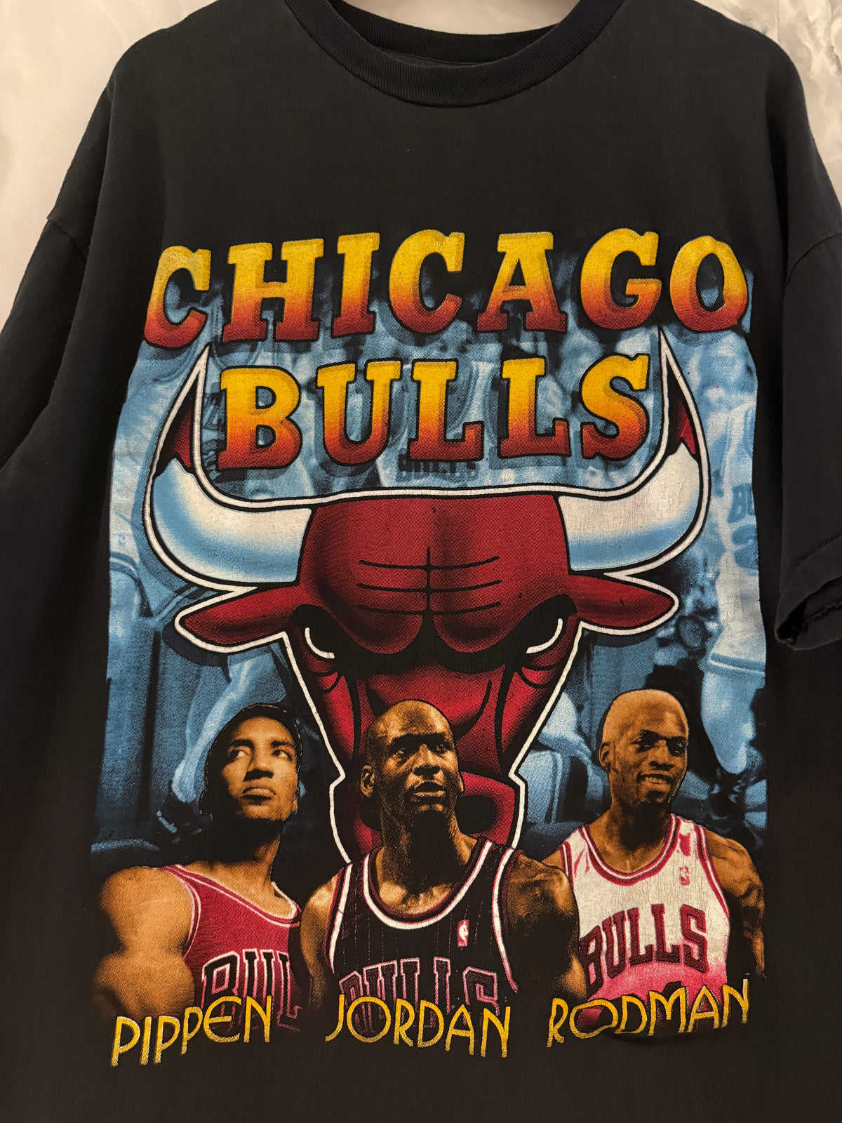 Vintage 1996 Chicago Bulls Jordan Pippen Rodman Rap Tee product image 3