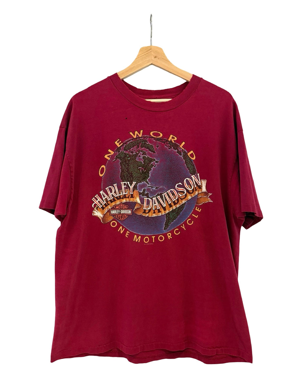 Vintage 90s Distressed Harley Davidson One World Tee product image 1