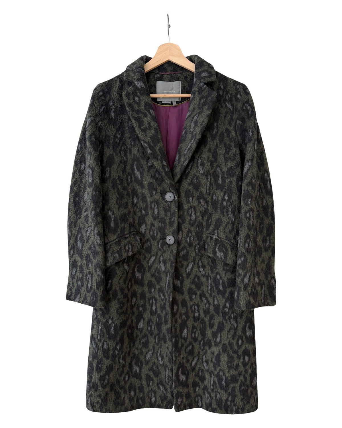 Vintage Womens Rare Anthropologie Green Leopard Print Coat product image 1