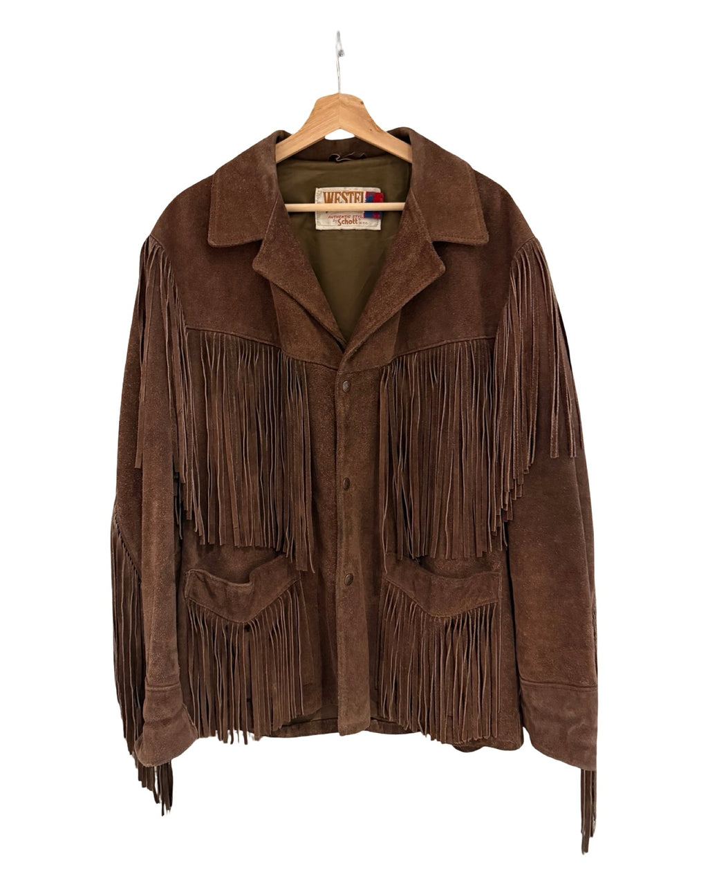 Vintage 80s Schott Western Fringes Suede Jacket product image 1