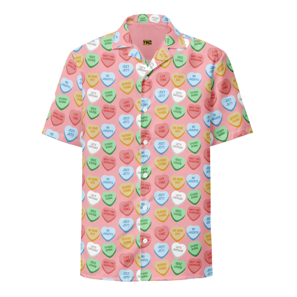 Pittsburghese Conversation Hearts | Button Up Shirt product image 1