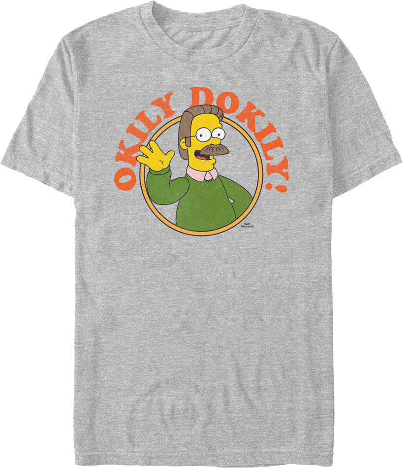 Athletic Heather Ned Flanders Okily Dokily Simpsons T-Shirt product image 1