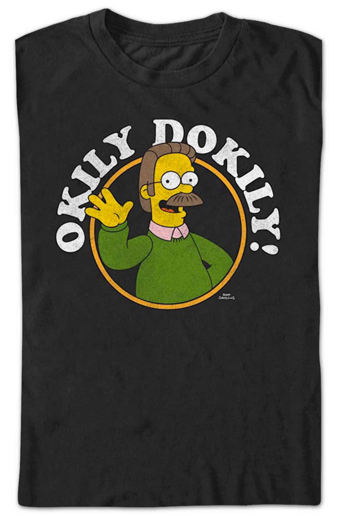 Black Ned Flanders Okily Dokily Simpsons T-Shirt product image 2