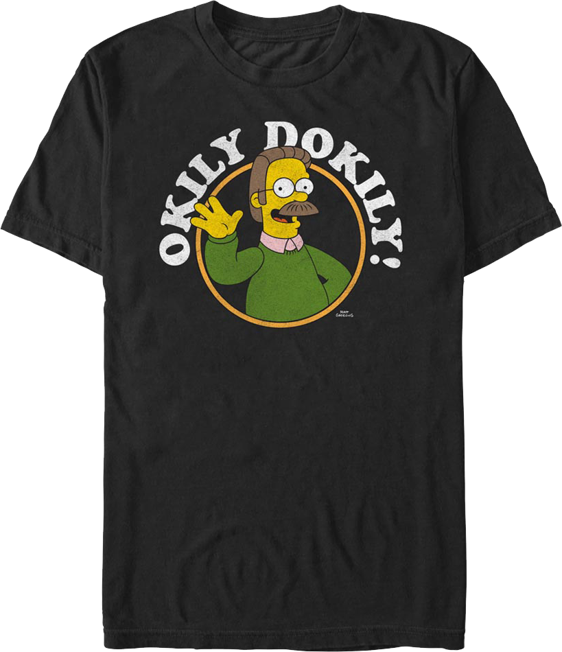 Black Ned Flanders Okily Dokily Simpsons T-Shirt product image 1