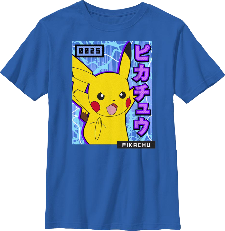 Boys Youth Pikachu Japanese Text Pokemon Shirt product image 1