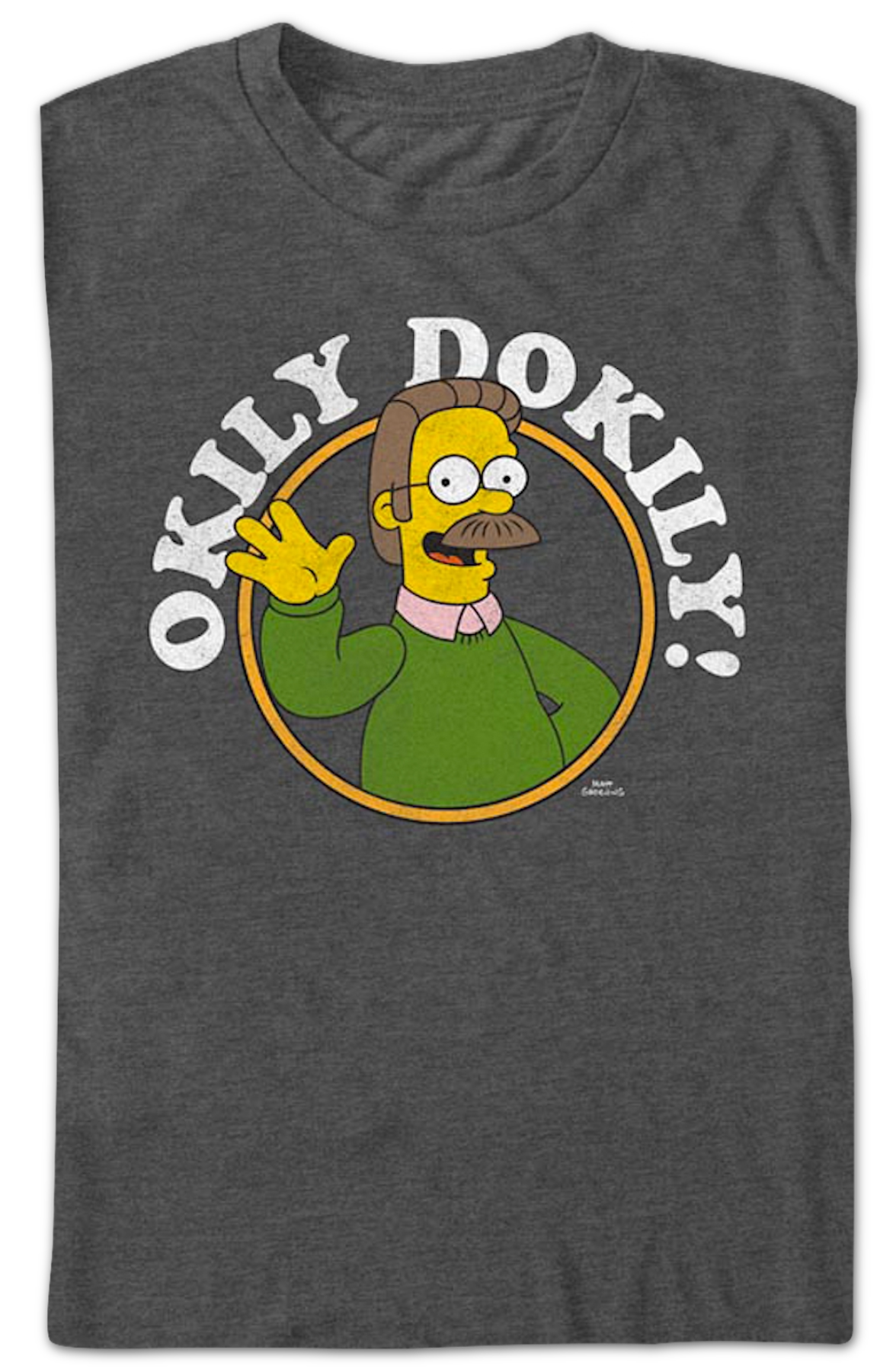 Charcoal Heather Ned Flanders Okily Dokily Simpsons T-Shirt product image 2