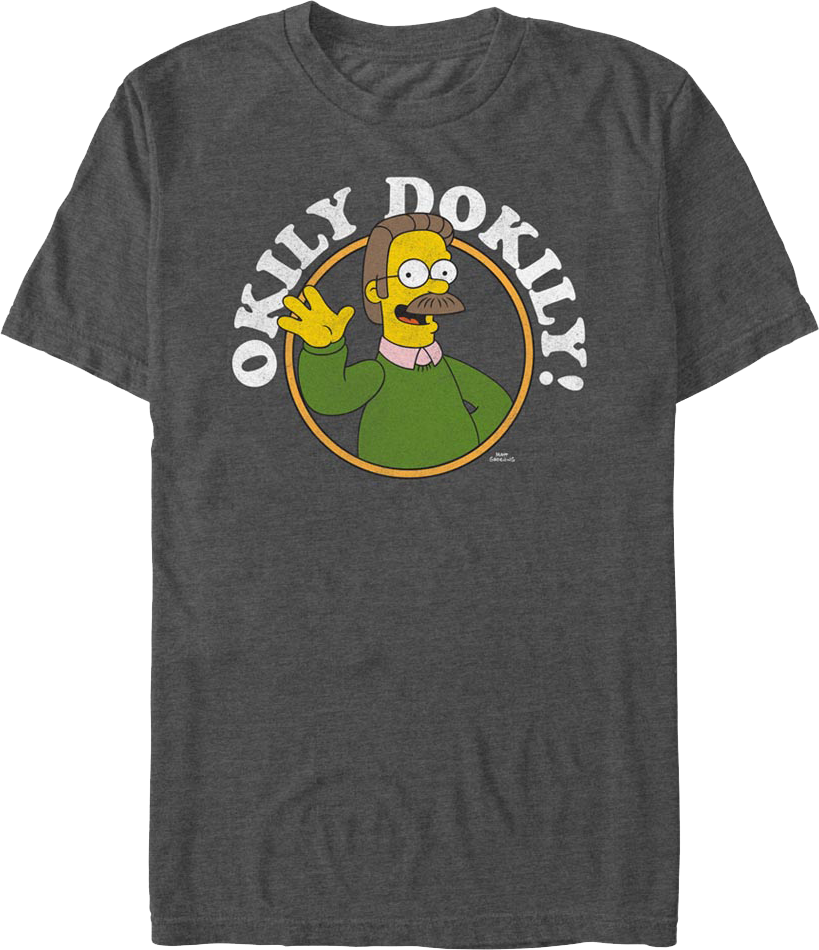 Charcoal Heather Ned Flanders Okily Dokily Simpsons T-Shirt product image 1