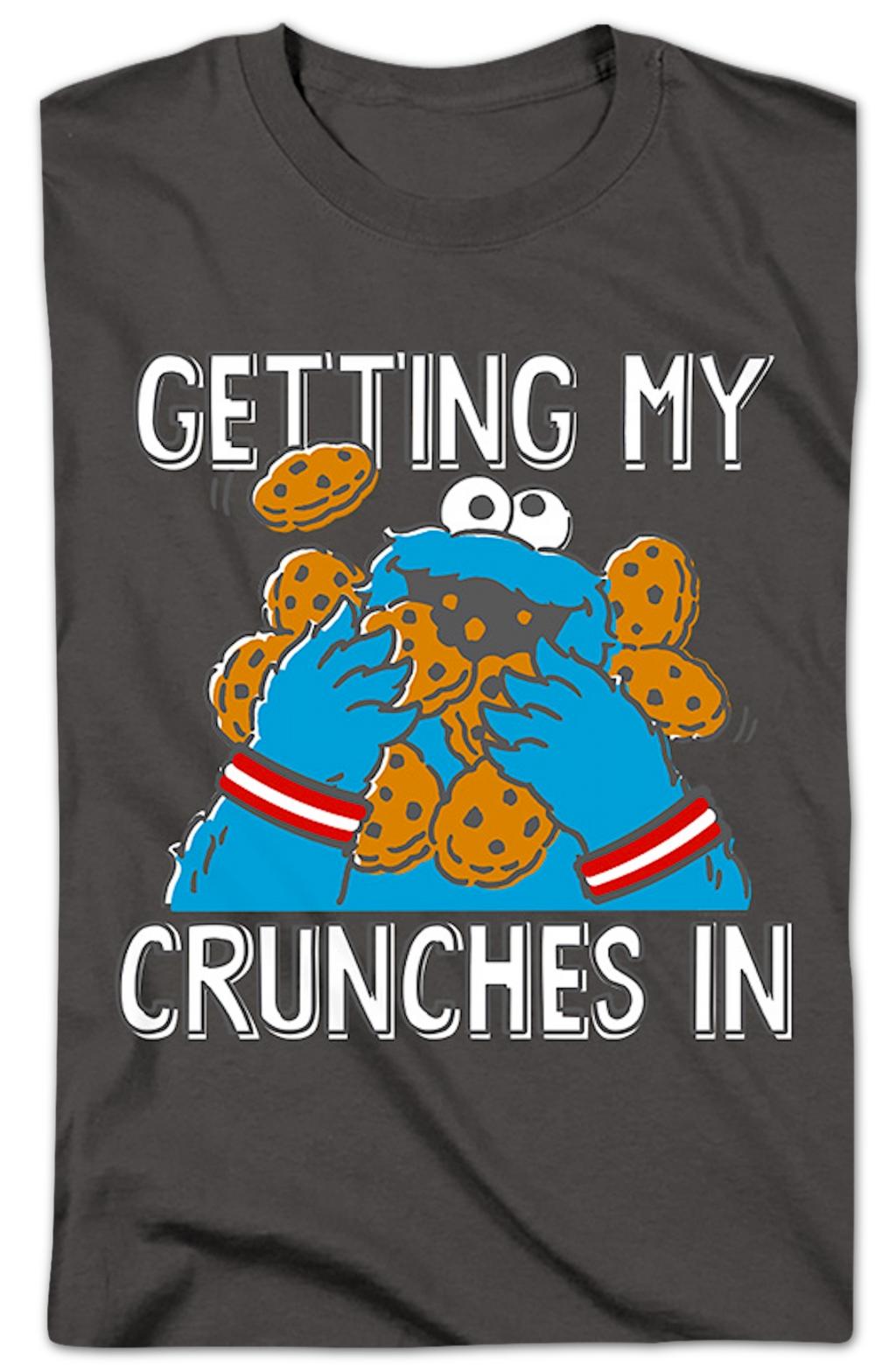 Cookie Monster Getting My Crunches In Sesame Street T-Shirt product image 2