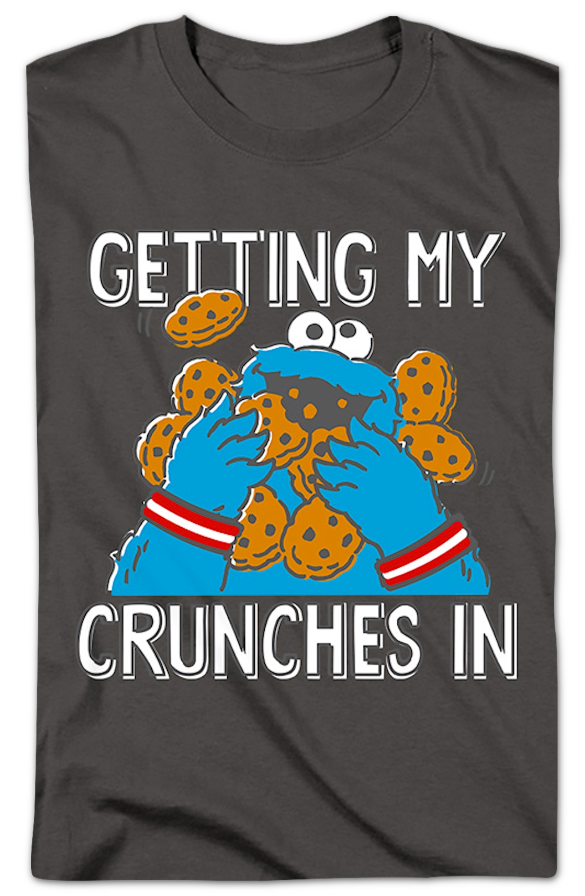 Cookie Monster Getting My Crunches In Sesame Street T-Shirt product image 2