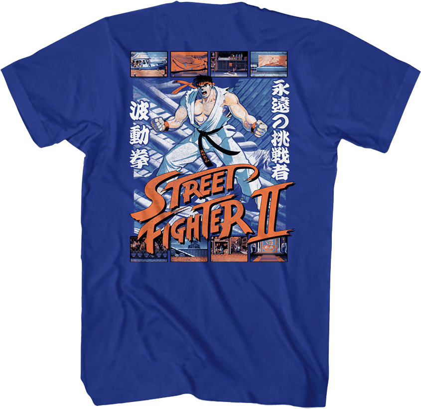 Front & Back Ryu Fight Scenes Street Fighter II T-Shirt product image 3