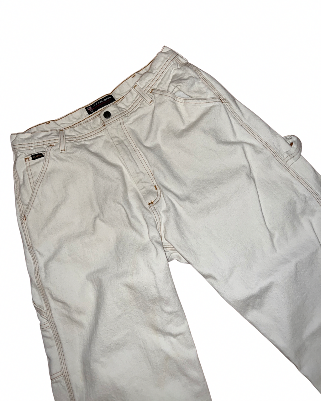 Vintage (31 x 34) 90s Polo White Wide Leg Carpenter Jeans