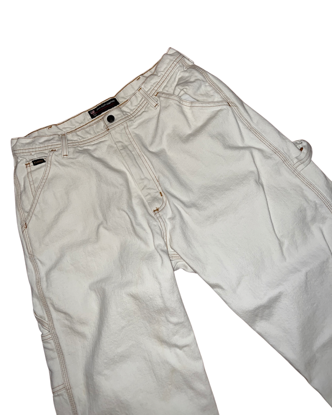 Vintage (31 x 34) 90s Polo White Wide Leg Carpenter Jeans