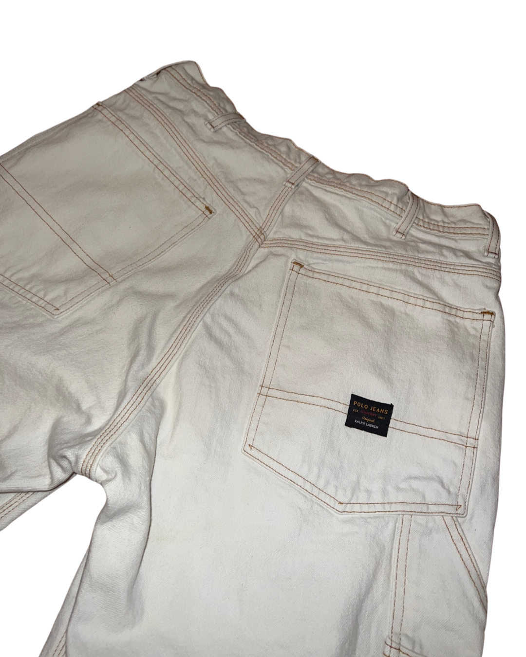 Vintage (31 x 34) 90s Polo White Wide Leg Carpenter Jeans